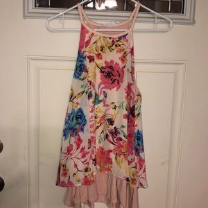 Peach Love Floral Print Sleeveless Blouse